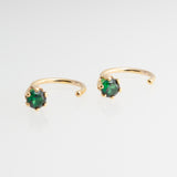 Gold Filled Small Hoop Earrings with Emerald