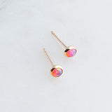 Gold Filled Tiny Stud Earrings with Fire Opal 3 mm