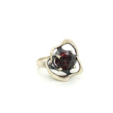 Sterling Silver Artisan Ring with Garnet