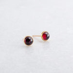 Gold Filled Stud Earrings with Red Garnet 4 mm