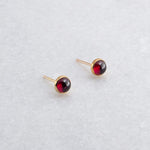 Gold Filled Stud Earrings with Red Garnet 4 mm