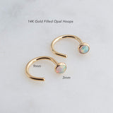 Gold Filled Small Hoop Earrings with Opal