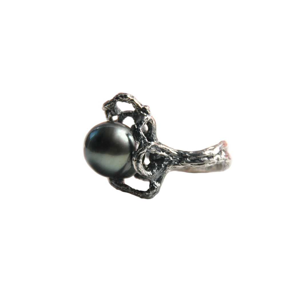 Sterling Silver Tahitian Pearl Cocktail Ring