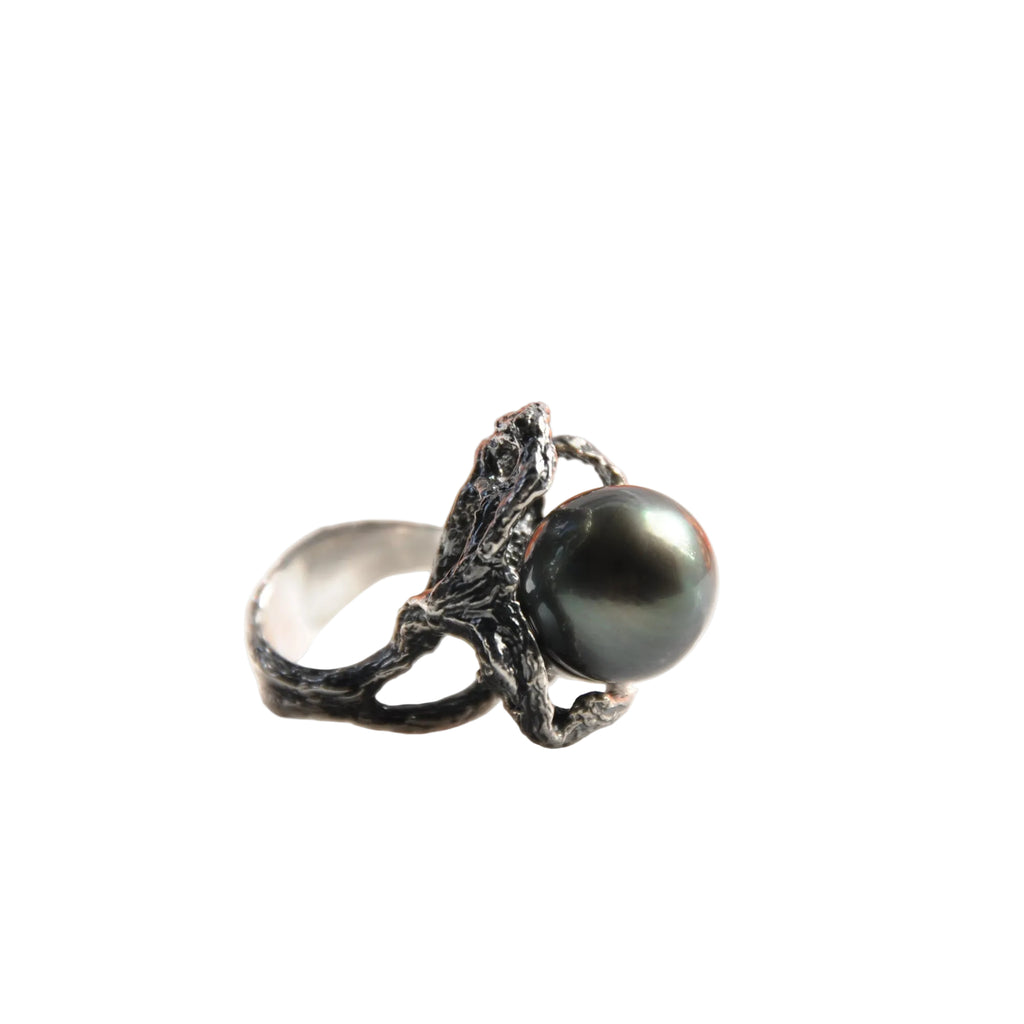 Sterling Silver Tahitian Pearl Cocktail Ring