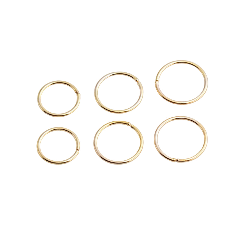22 GA Gold-Filled 3-Pair Hoop Earrings Set (6, 7, & 8mm)