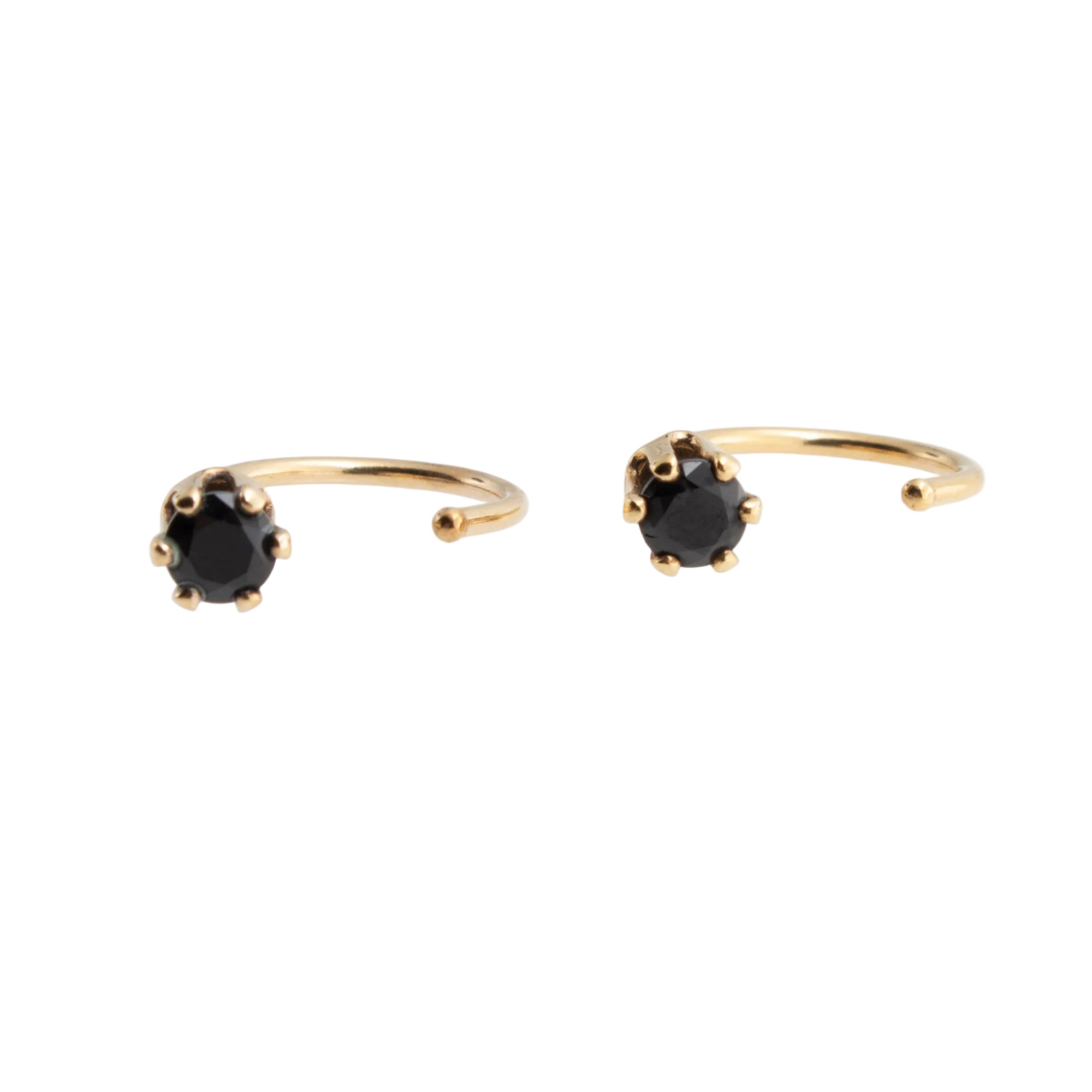 Gold-Filled Black Spinel Stone Hoop Earrings