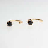 Gold Filled Hoop Earrings with Black Spinel Stone