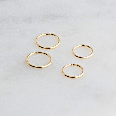 Sol and Venus Gold Filled 2 Pair Set of 5 mm and 6 mm Hoop Earrings gauge 22