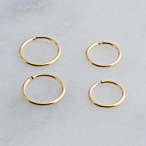 Sol and Venus Gold Filled 2 Pair Set of 6 mm and 7 mm Hoop Earrings gauge 22