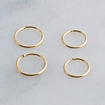 Sol and Venus Gold Filled 2 Pair Set of 7 mm and 8 mm Hoop Earrings 22 GA