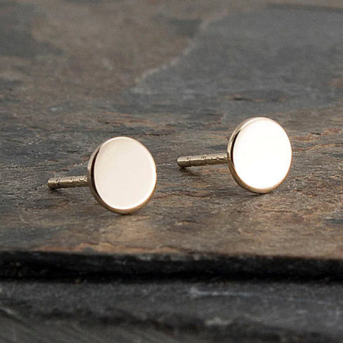 SOLID GOLD Stud Earrings with Shiny Finish 4 mm
