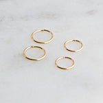 Sol and Venus Gold Filled 2 Pair Set of 7 mm and 8 mm Hoop Earrings 22 GA