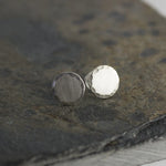 Sterling Silver Hammered Stud Earrings in Matte Side Hammered Finish