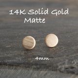 SOLID GOLD Stud Post Earrings with Matte Finish 5 mm