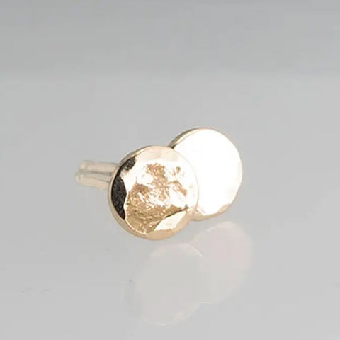 SOLID GOLD Stud Post Earrings with Hammered Finish 3 mm