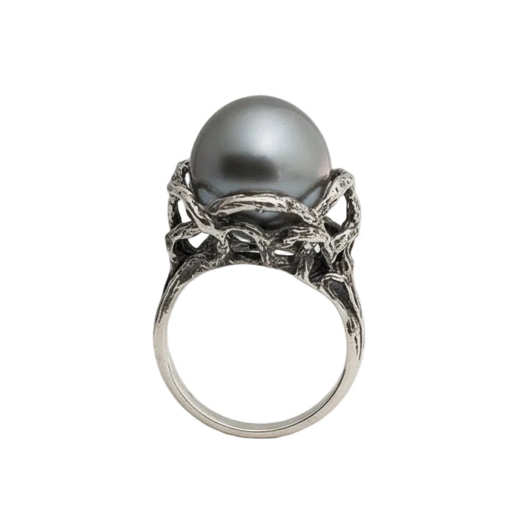Sterling Silver Black Tahitian Pearl Ring