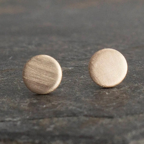 SOLID GOLD Stud Post Earrings with Matte Finish 4 mm