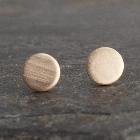 SOLID GOLD Stud Post Earrings with Matte Finish 3 mm