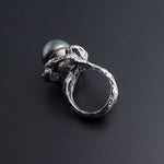 Statement Sterling Silver Ring with Tahitian Saltwater Pearl