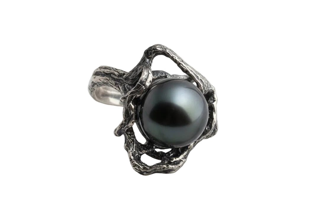 Sterling Silver Tahitian Pearl Statement Ring