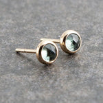 SOLID GOLD Stud Earrings with Swiss Topaz 4 mm