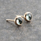 SOLID GOLD Stud Earrings with Swiss Topaz 4 mm