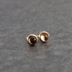 SOLID GOLD Stud Earrings with White Faceted Topaz 3mm