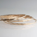 Gold Filled Stackable Slip On Bangles with Grooved Finish