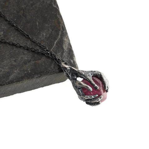 Sterling Silver Necklace with Ruby Charm Pendant
