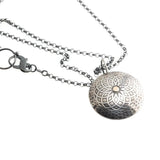 Sterling Silver Large Disc Necklace with Oxidized Sterling Silver Chain