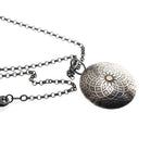 Sterling Silver Large Disc Necklace with Oxidized Sterling Silver Chain