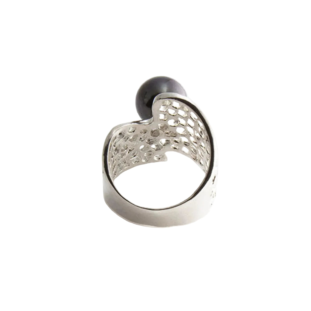 Sterling Silver Black Tahitian Pearl Ring