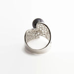 Sol and Venus Black Tahitian Pearl in Sterling Silver Band Handmade Ring