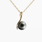 Sol and Venus 14K Solid Gold Wishbone Peg Pendant with Black Tahitian Pearl