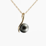 Sol and Venus 14K Solid Gold Wishbone Peg Pendant with Black Tahitian Pearl