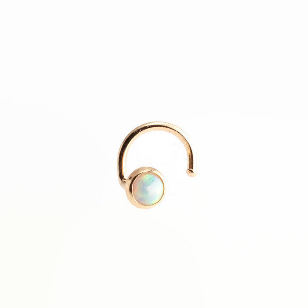 Solid Gold Opal Nose Screw Stud – Left Side