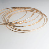 Gold Filled Stackable Slip On Bangles with Grooved Finish