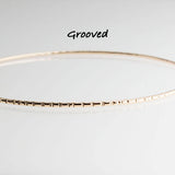 Gold Filled Stackable Slip On Bangles with Grooved Finish