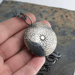 Sterling Silver Large Disc Necklace with Oxidized Sterling Silver Chain