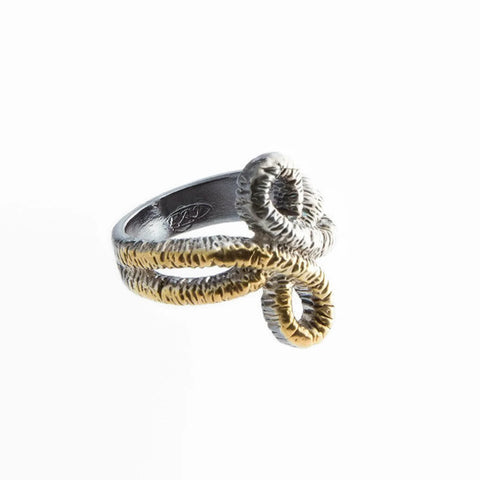 Sol and Venus Infinity Shaped Gold and Sterling Silver Ring