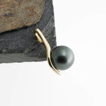 Sol and Venus 14K Solid Gold Wishbone Peg Pendant with Black Tahitian Pearl