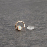 SOLID GOLD Nose Screw with Opal for the Left Side