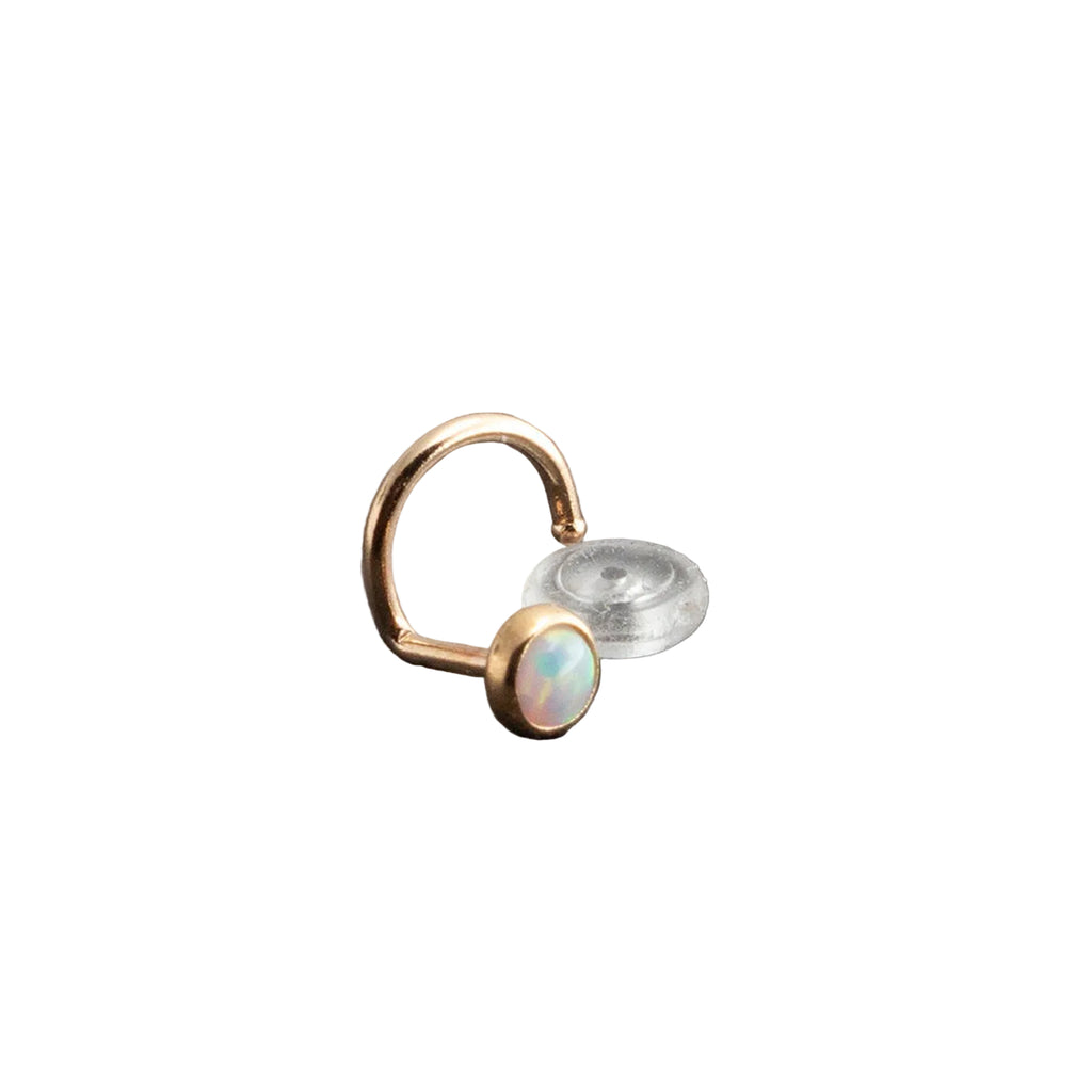 Solid Gold Opal Nose Screw Stud – Left Side