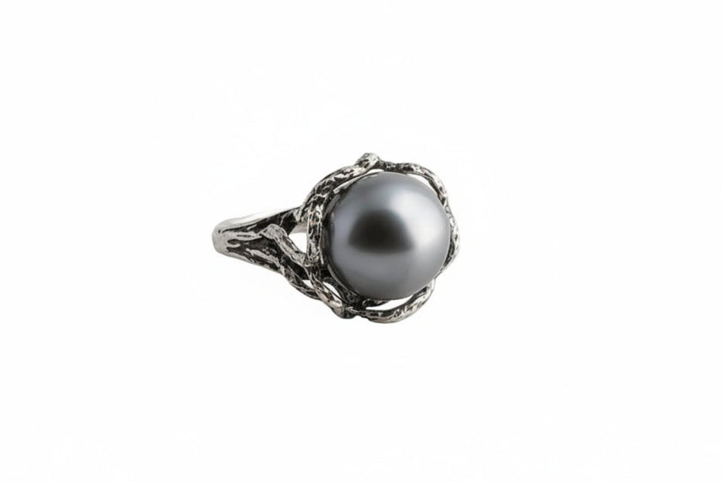 Sterling Silver Black Tahitian Pearl Ring