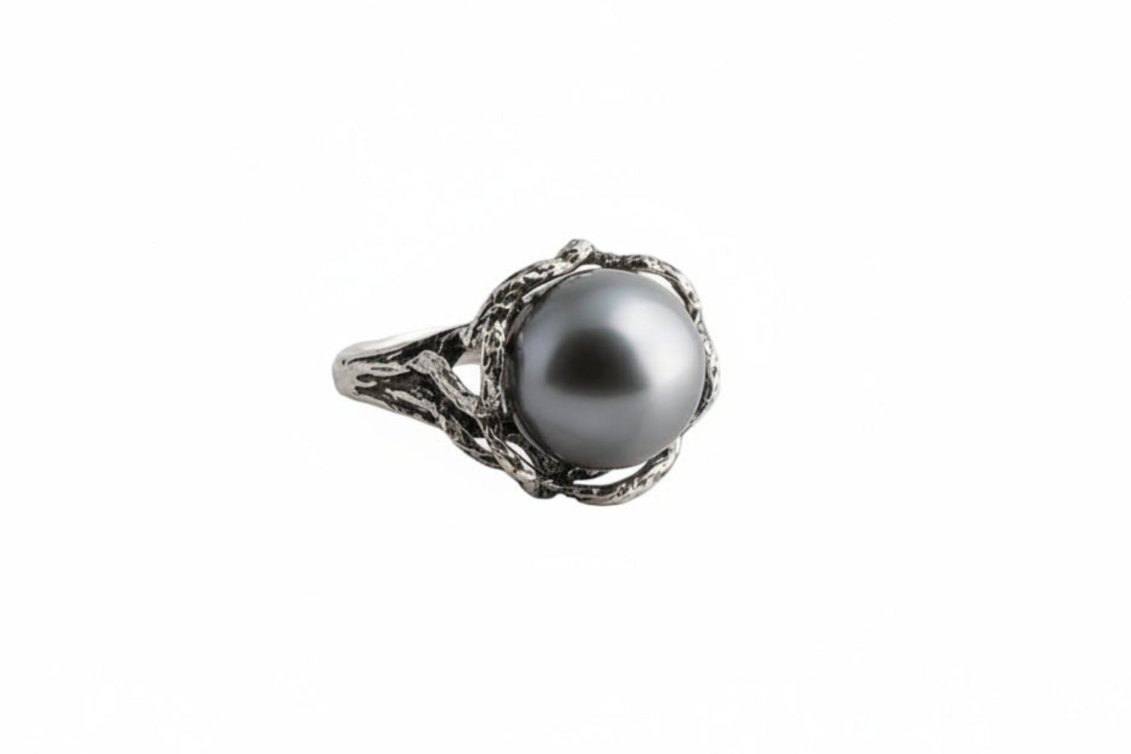 Sterling Silver Black Tahitian Pearl Ring