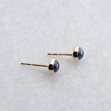 SOLID GOLD Stud Earrings with Aquamarine 4 mm