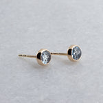 SOLID GOLD Stud Earrings with Aquamarine 4 mm