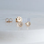 Gold Filled Stud Earrings with Moonstone 3 mm