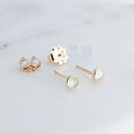 Gold Filled Stud Earrings with Moonstone 3 mm