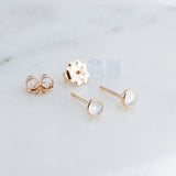 Gold Filled Stud Earrings with Moonstone 3 mm